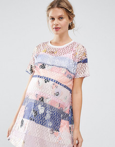 Кружевное цельнокройное платье с принтом ASOS Maternity - Мульти