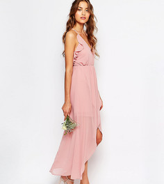 Платье-комбинация с запахом и оборками True Decadence Tall - Розовый