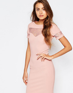 Облегающее платье в рубчик с кружевной вставкой Paper Dolls Tall - Розовый