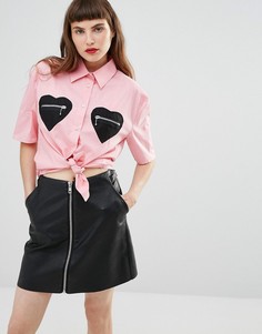 Рубашка с карманами в форме сердца Love Moschino - Розовый