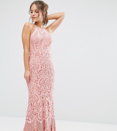 Кружевное платье макси с высокой горловиной Jarlo Petite - Розовый
