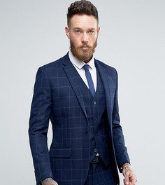 Фактурный приталенный пиджак в клетку Only & Sons - Темно-синий