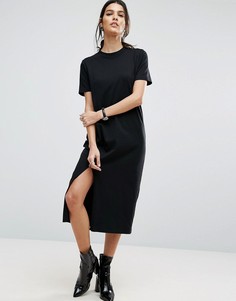 Платье-футболка миди с разрезом ASOS Ultimate - Черный