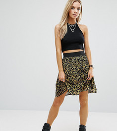 Короткая расклешенная юбка с леопардовым принтом Noisy May Petite - Мульти