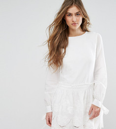 Свободное платье с вышивкой ришелье и завязками на рукавах Missguided - Белый