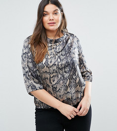 Топ с высоким воротом и змеиным принтом Elvi Plus - Мульти