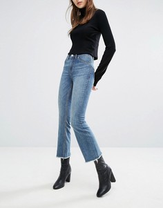 Укороченные расклешенные джинсы с завышенной талией и необработанными краями Cheap Monday - Синий