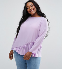 Блузка с длинными рукавами и асимметричной оборкой ASOS CURVE - Фиолетовый