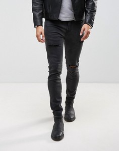 Черные выбеленные джинсы скинни с манжетами на молнии Roadies of 66 - Черный