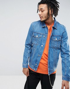 Выбеленная джинсовая куртка в стиле вестерн Zeffer - Синий
