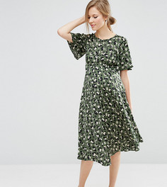 Чайное платье миди со звериным принтом ASOS Maternity - Мульти