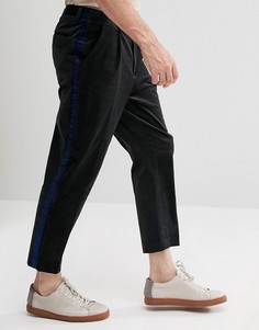 Серые фактурные зауженные брюки с полосками по бокам ASOS - Серый