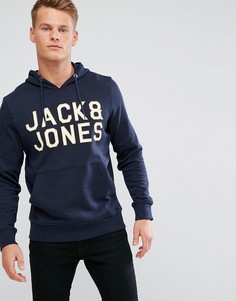 Худи с принтом на груди Jack and Jones - Темно-синий