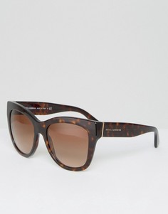 Классические солнцезащитные очки кошачий глаз в черепаховой оправе Dolce & Gabbana - Коричневый