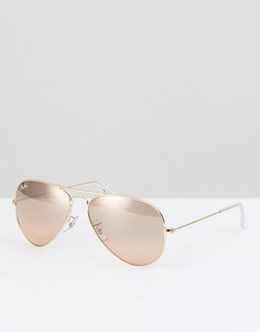 Солнцезащитные очки-авиаторы в золотистой оправе Ray Ban - Золотой