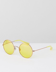 Круглые солнцезащитные очки с желтыми стеклами Ray Ban - Желтый
