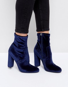 Ботильоны из бархата на каблуке Steve Madden Editt - Темно-синий