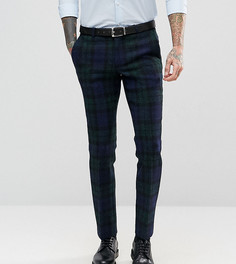 Супероблегающие брюки из харрис-твида с принтом тартан Noose & Monkey - Темно-синий