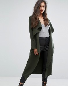 Легкое свободное пальто хаки с каскадной драпировкой Missguided - Зеленый