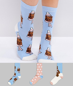 3 пары новогодних носков с медведями Sock Shop - Мульти
