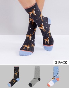 Подарочный новогодний комплект с оленями Sock Shop - Мульти