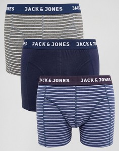 Набор из 3 боксеров-брифов с полосками Jack & Jones - Темно-синий