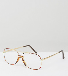 Коричневые очки-авиаторы с прозрачными стеклами Reclaimed Vintage - Коричневый