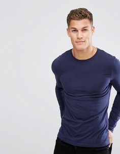 Обтягивающая футболка с длинными рукавами Burton Menswear - Темно-синий