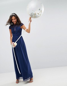 Платье макси с кружевной вставкой ASOS WEDDING - Темно-синий