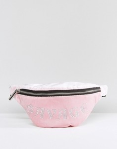 Розовая сумка-кошелек на пояс из бархата Skinnydip - Розовый