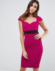 Платье-футляр с контрастным поясом Vesper - Розовый
