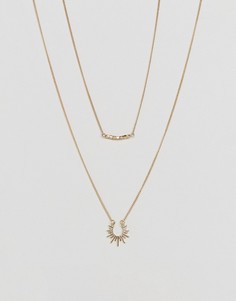 Двухрядное ожерелье-цепочка с подвесками Pieces - Золотой