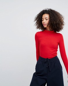 Лонгслив с отворачивающимся воротником Monki - Красный