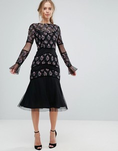 Платье миди с декоративной отделкой Frock and Frill - Черный