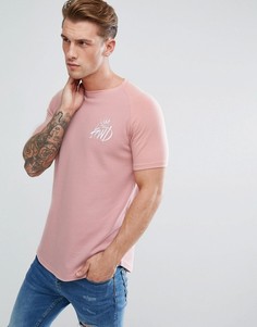 Розовая обтягивающая футболка с контрастными рукавами реглан Kings Will Dream - Розовый