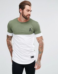Облегающая футболка цвета хаки с белой вставкой Aces Couture - Зеленый