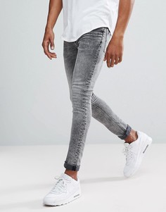 Черные супероблегающие джинсы с эффектом кислотной стирки New Look - Черный