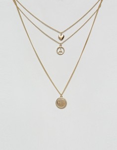 Ожерелье в несколько рядов с отделкой Monki - Золотой
