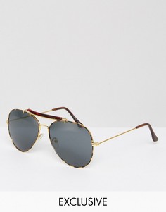 Солнцезащитные очки-авиаторы в золотистой оправе Reclaimed Vintage Inspired - Серебряный