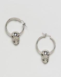 Миниатюрные серьги-кольца с черепом DesignB London Halloween - Серебряный
