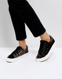 Бархатные кроссовки с леопардовым принтом New Look - Светло-серый