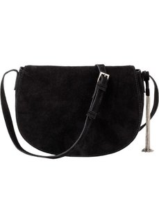 Кожаная сумка через плечо с металлической кисточкой (черный/серебристый) Bonprix