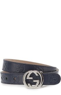 Кожаный ремень с металлической пряжкой Gucci