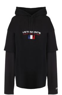 Хлопковая толстовка с капюшоном и логотипом бренда Vetements