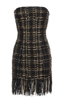 Буклированное платье-бюстье с бахромой Balmain