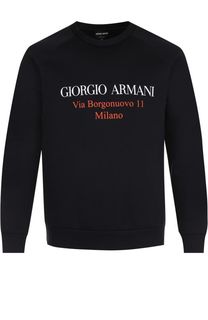 Хлопковый свитшот с логотипом бренда Giorgio Armani