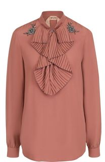 Однотонная блуза с плиссированной отделкой No. 21