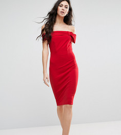 Платье с широким вырезом и бантом City Goddess Tall - Красный