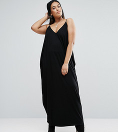 Платье макси с драпировкой ASOS CURVE - Черный