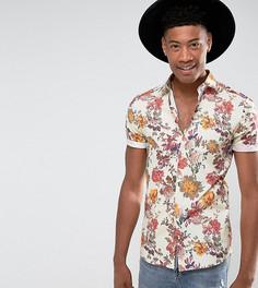 Рубашка скинни с цветочным принтом ASOS TALL - Бежевый